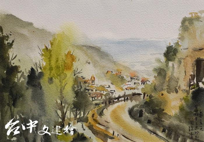 簡錦清水彩速寫作品。(攝影:謝平平)