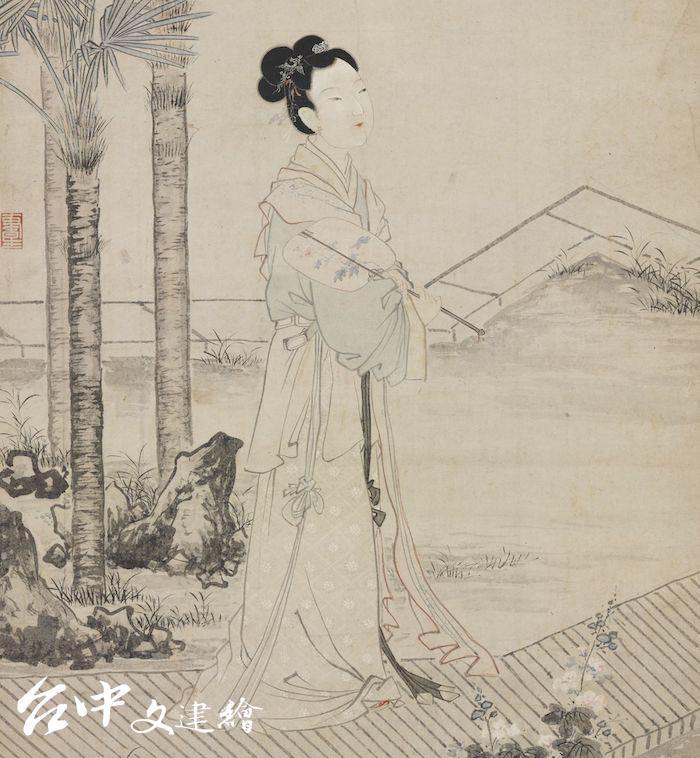 明 唐寅 班姬團扇圖(局部)(圖:國立故宮博物院)