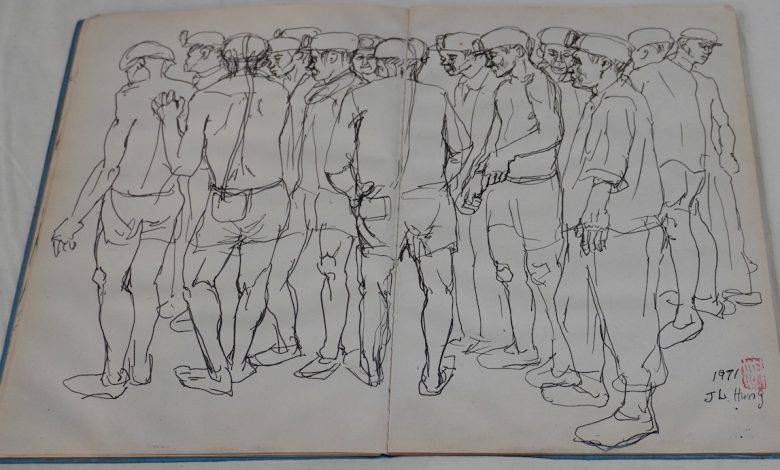 洪瑞麟,素描,26.5X19.5公分,1971 年。(攝影:謝平平)