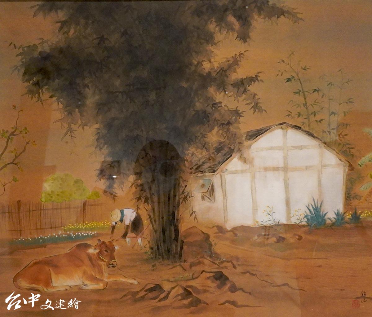 菜園景色,蔡草如,1949,膠彩。(翻攝:謝平平)