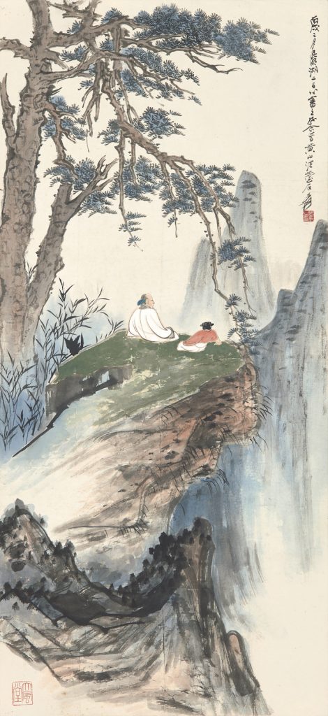 南張北溥合作之《松崖高逸》。(圖:蘇富比拍賣)