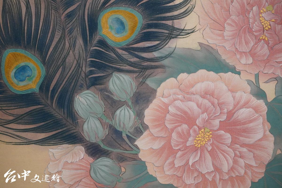 徐麗媛,膠彩,芙蓉(局部),46X30公分,2020。(圖:台中文建繪)