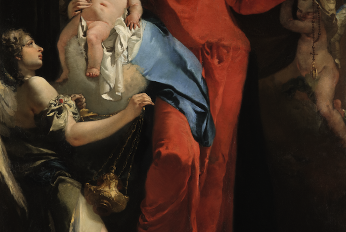 提也波洛《玫瑰聖母與天使》,油彩畫布,246 x 156 公分,2020 年 1 月以 17,349,000 美金落槌。(圖:蘇富比)