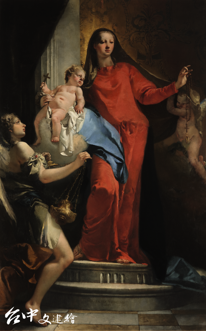 提也波洛《玫瑰聖母與天使》,油彩畫布,246 x 156 公分,2020 年 1 月以 17,349,000 美金落槌。(圖:蘇富比)