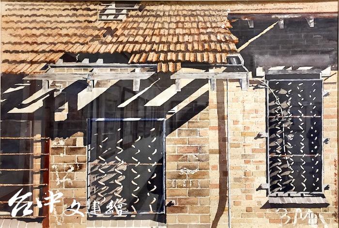 曾任都市規劃師的水彩畫家 Rick Bardsley-Smith 〈屋簷之影 Tramshed Shadow〉,2019,47 x 69 公分。