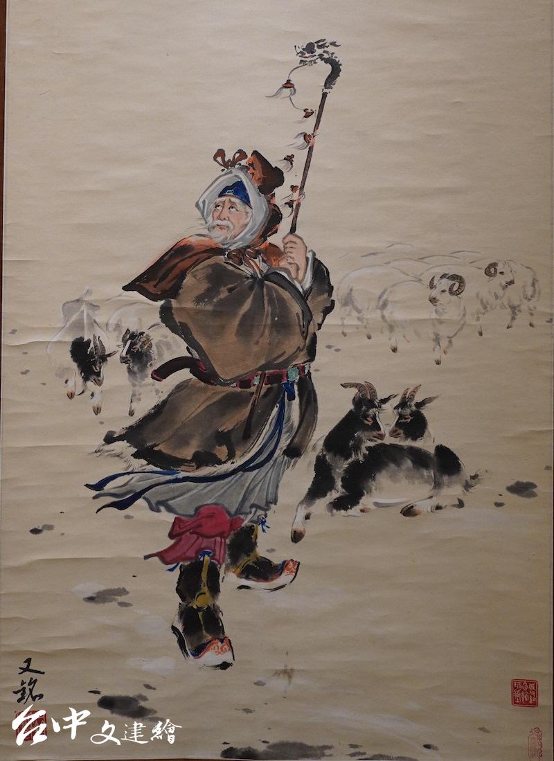 梁又銘,勁節高峰(局部),水墨,222.5X93.5 公分。(攝影:謝平平)