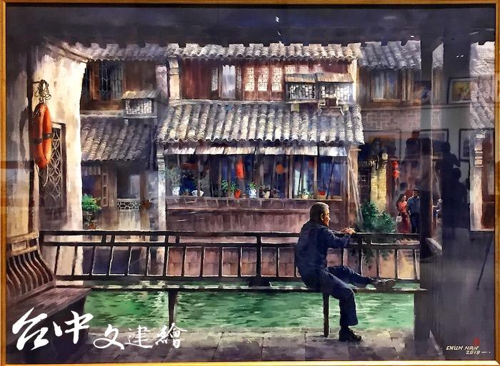 陳俊男曾獲全國美術展水彩類金牌(2012)、美國 NWWS 國際水彩徵件展銀牌(2017 )。〈追憶似水年華 In memory of our passing age〉,2019,56 X 78 公分。