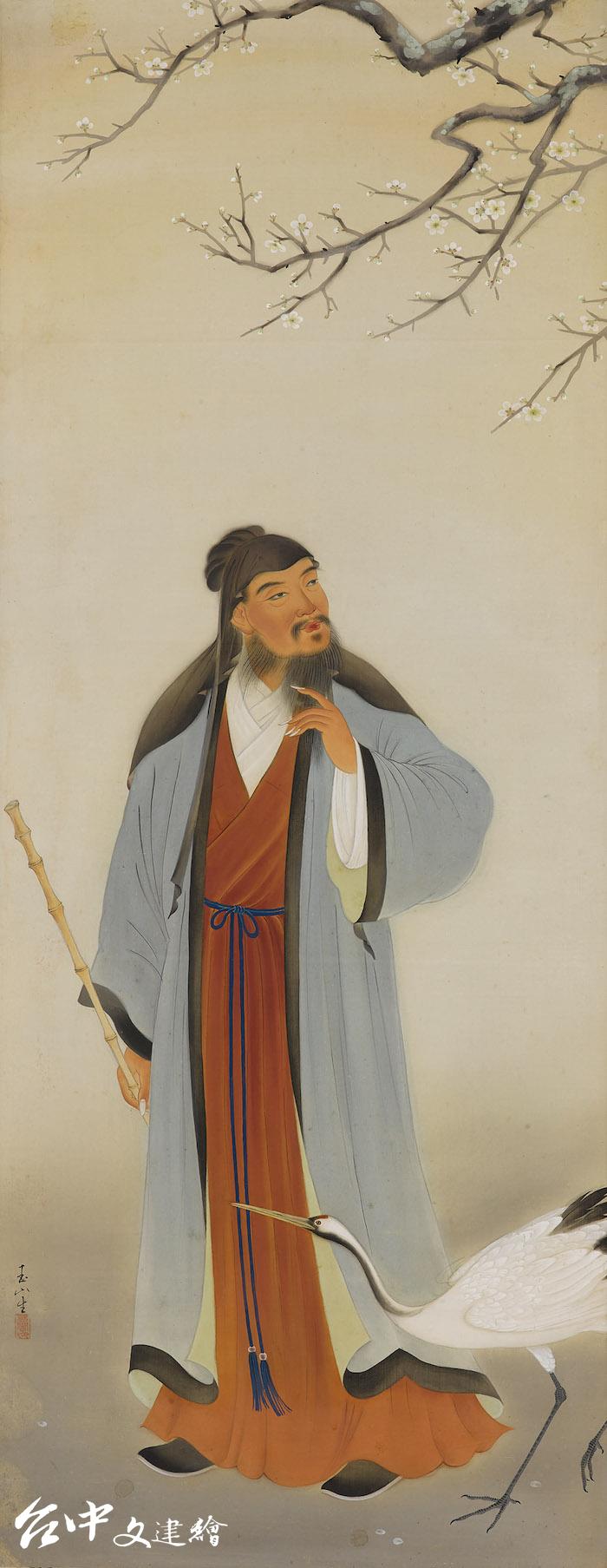 林玉山,〈林和靖〉局部,1934,膠彩。(圖:國立臺灣美術館)