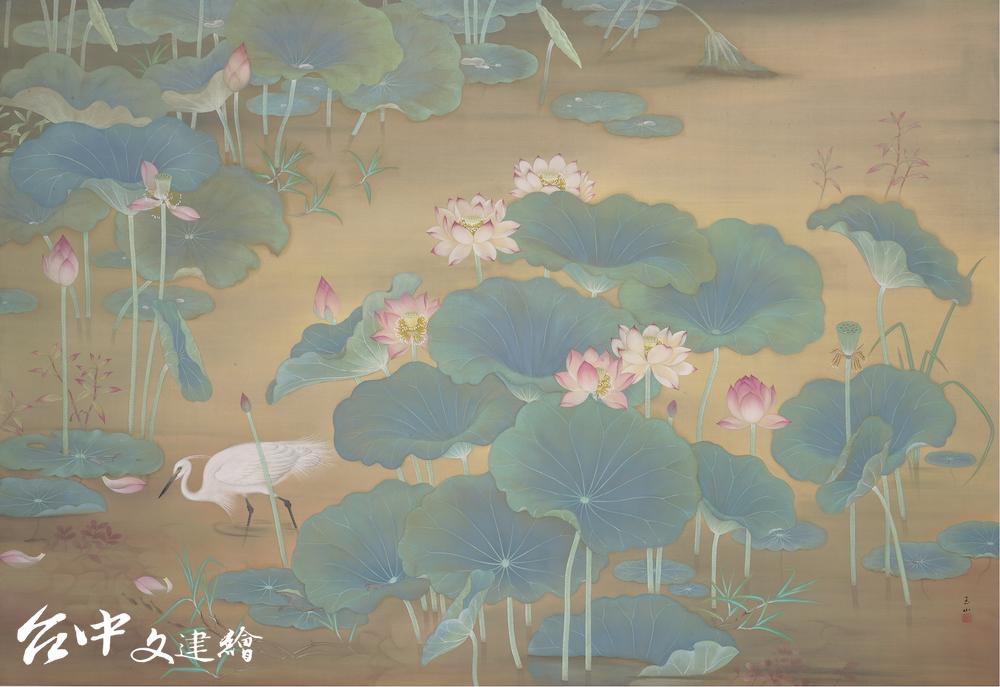 林玉山，〈蓮池〉，1930，膠彩、絹本，147.5×215 cm，國立台灣美術館典藏（圖：國美館）