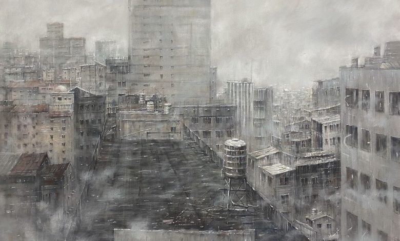 2021 年 「大墩美展」水彩類首獎,鍾子逸〈迷霧之間〉。(圖:台中市文化局)