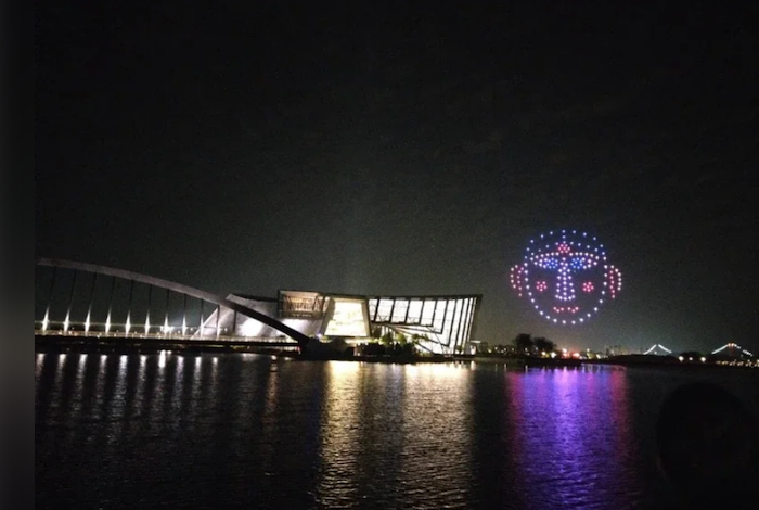 故宮南院 7、8月晚上推出無人機表演。此為去年底活動。(圖:故宮南院)